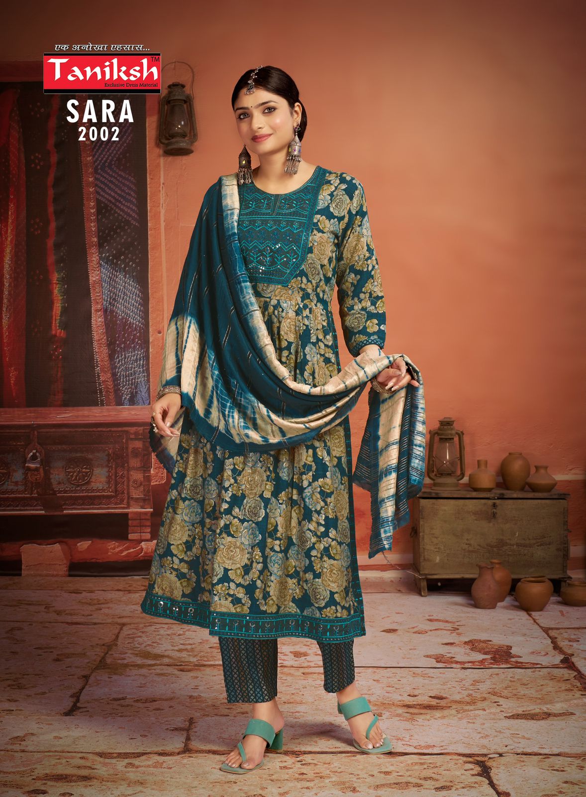 Taniksh Sara Vol 2 Embroidery Rayon Naira Cut Kurti With Bottom Dupatta
